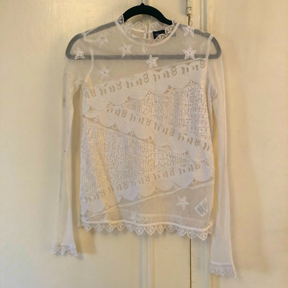 Zadig and Voltaire Deluxe white lace top size s